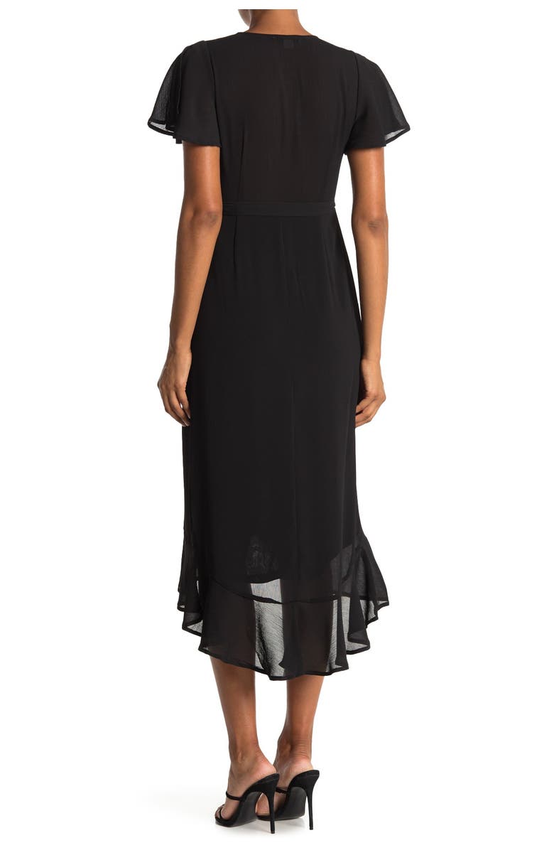 FAVLUX Flutter Sleeve Wrap Midi Dress, Alternate, color, 