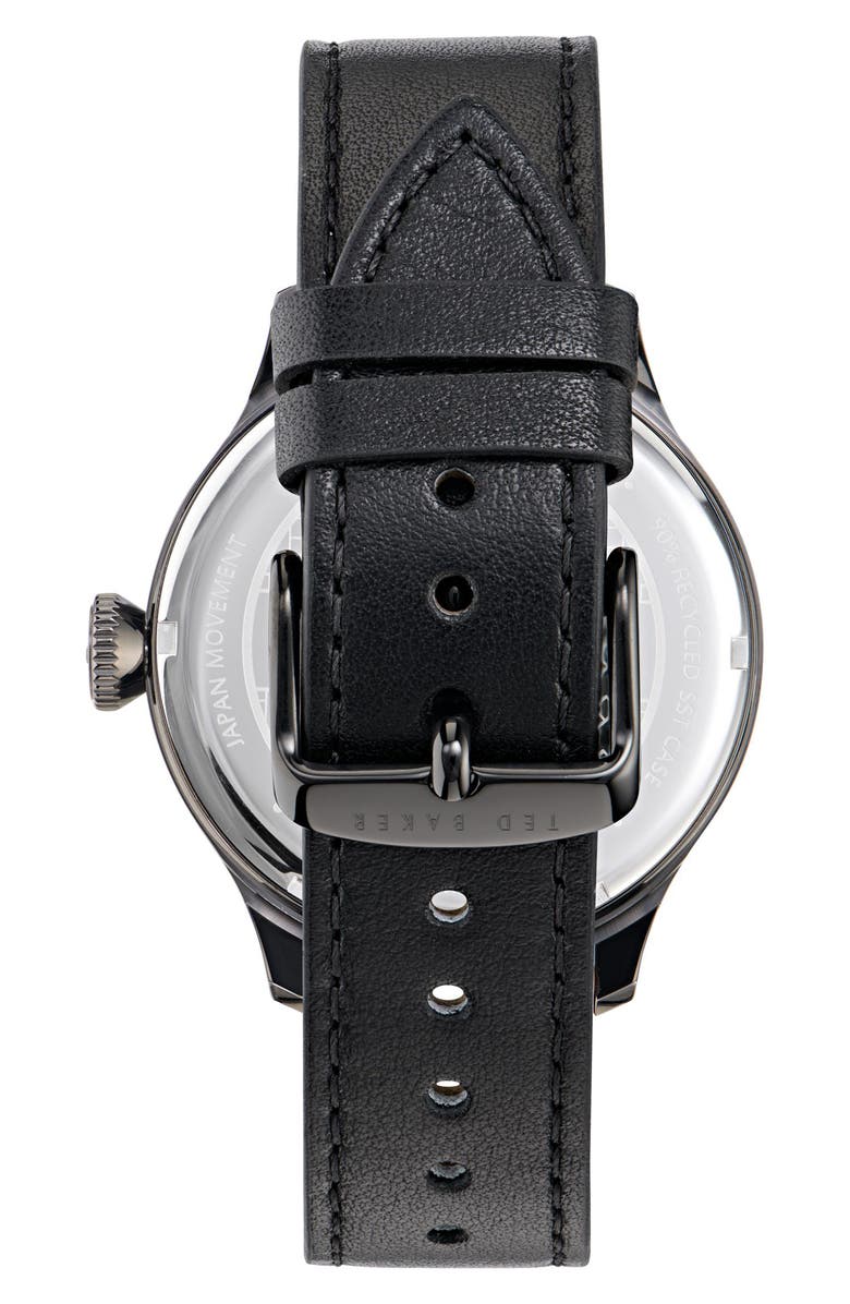 Ted Baker London Leather Strap Watch, 20mm, Alternate, color, Black