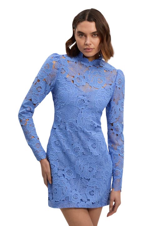 Guipure Lace High Neck Woven Mini Dress