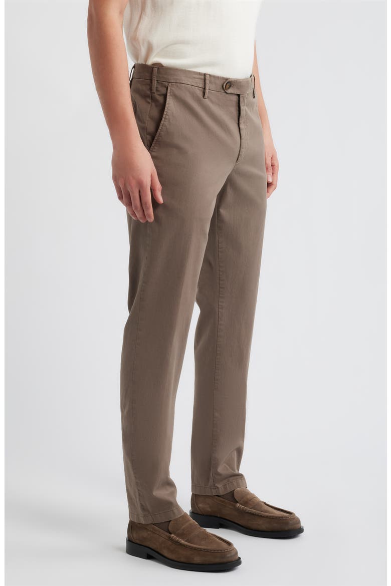 Flat Front Stretch Cotton Blend Gabardine Chinos, Alternate, color, BROWN