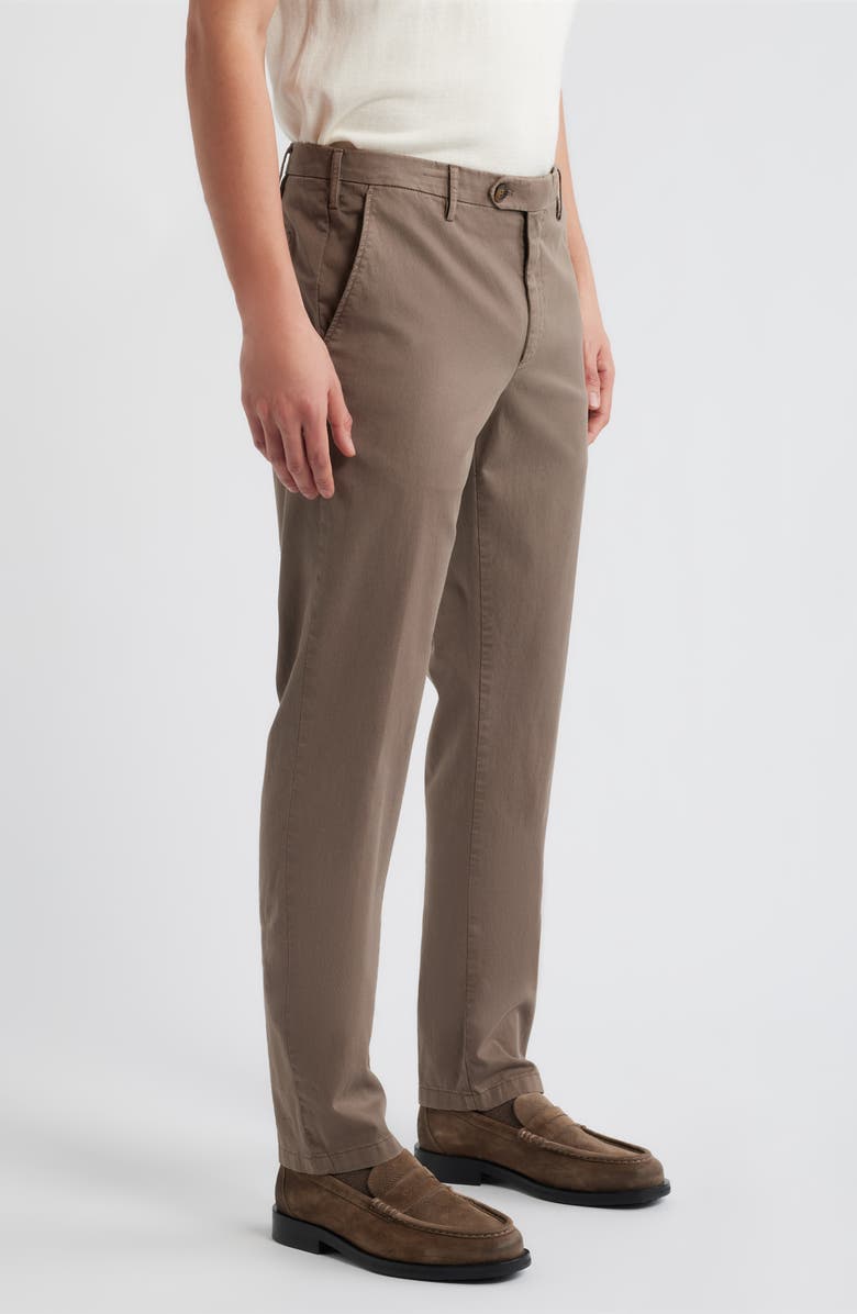 Canali Flat Front Stretch Cotton Blend Gabardine Chinos, Alternate, color, Brown