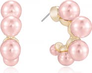 Ettika Five-Point Imitation Pearl Huggie Hoop Earrings