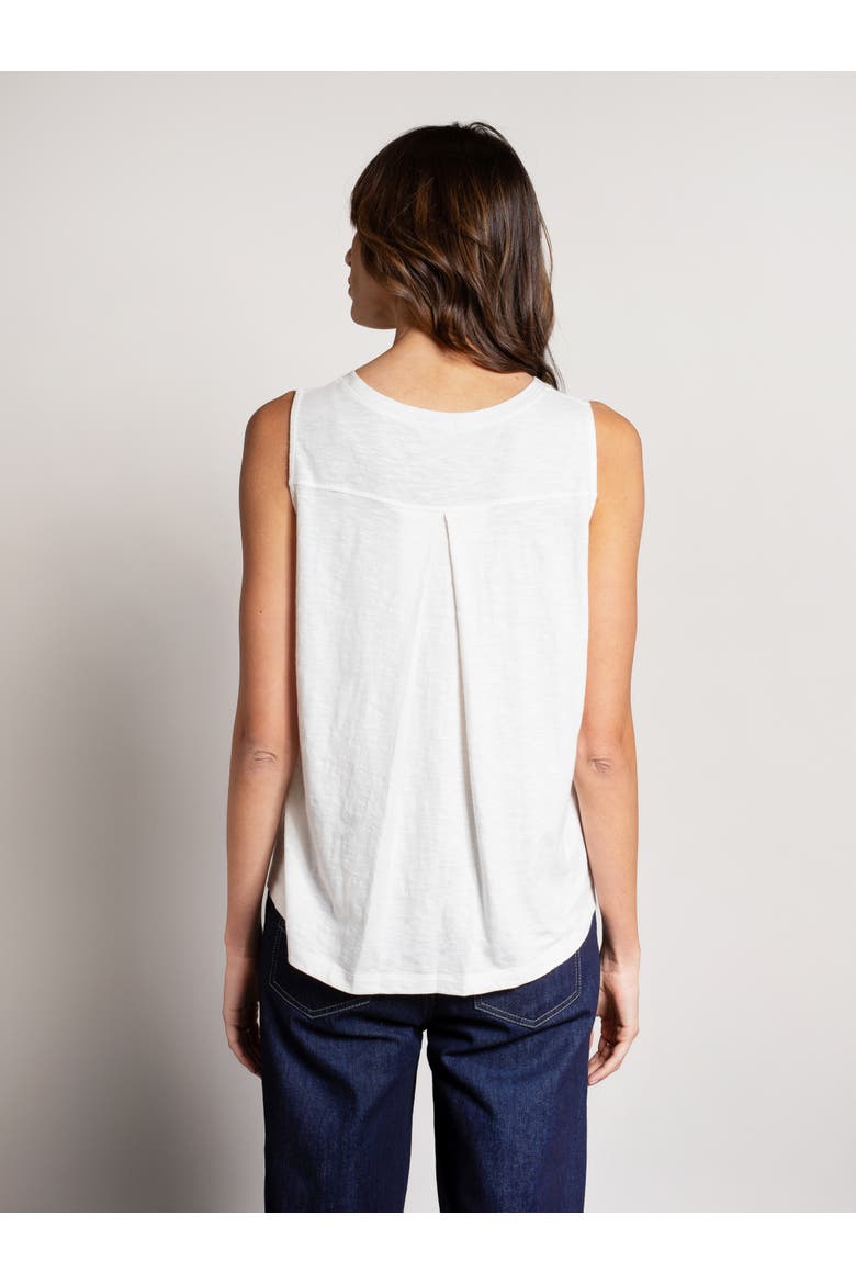 Crew Neck Pleat Back Tank Top, Alternate, color, Chalk