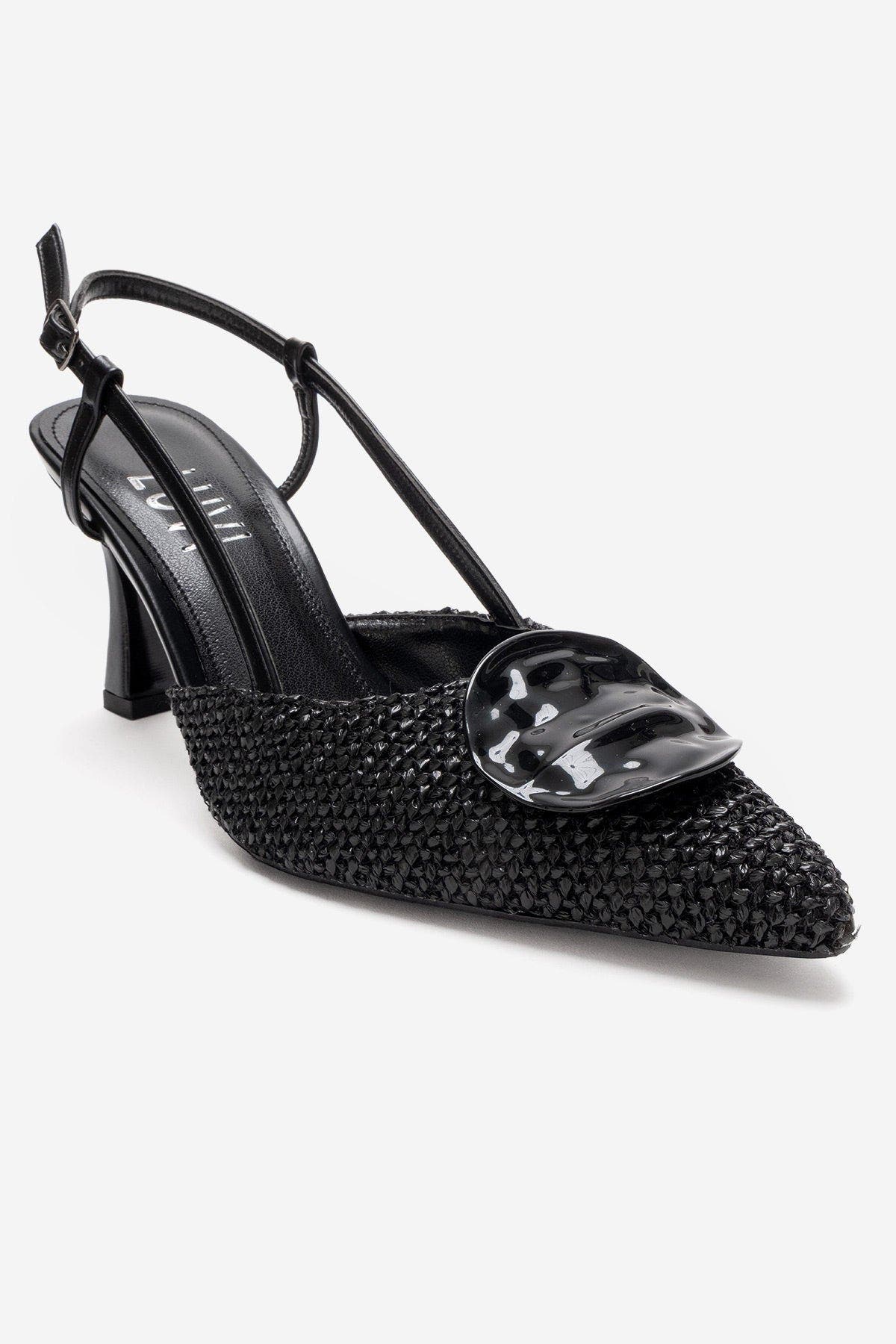 Levia Woven Pointed Toe Slingback Pump, Main, color, Black