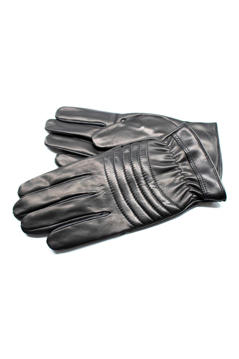 Quilted Leather Gloves, Main, color, BLACK