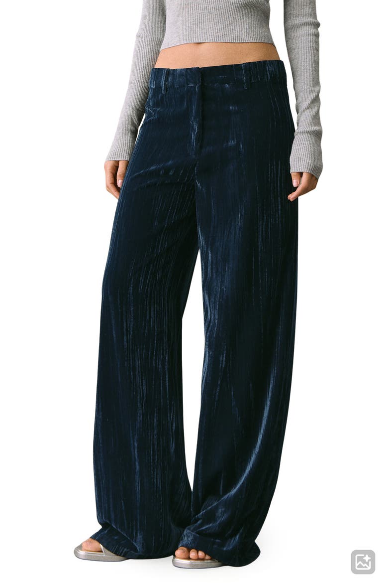 Straight Velvet Pants, Main, color, NAVY