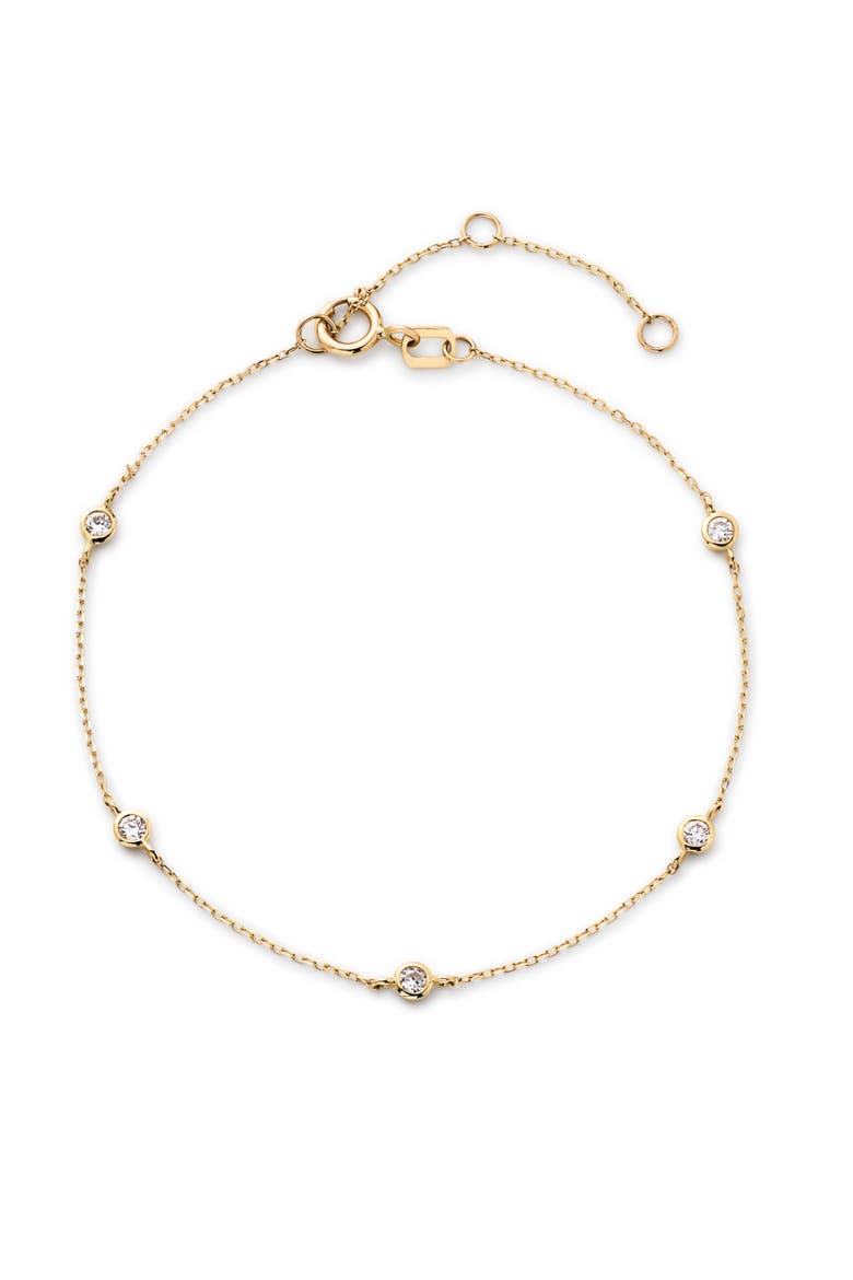 Solid Yellow Gold - Diamond Station Bracelet, Main, color, Gold