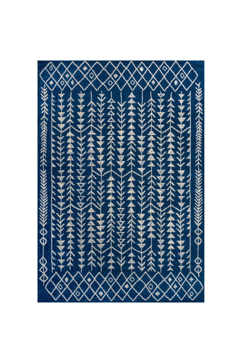 Ziri Moroccan Geometric Area Rug, Main, color, Navy/Cream