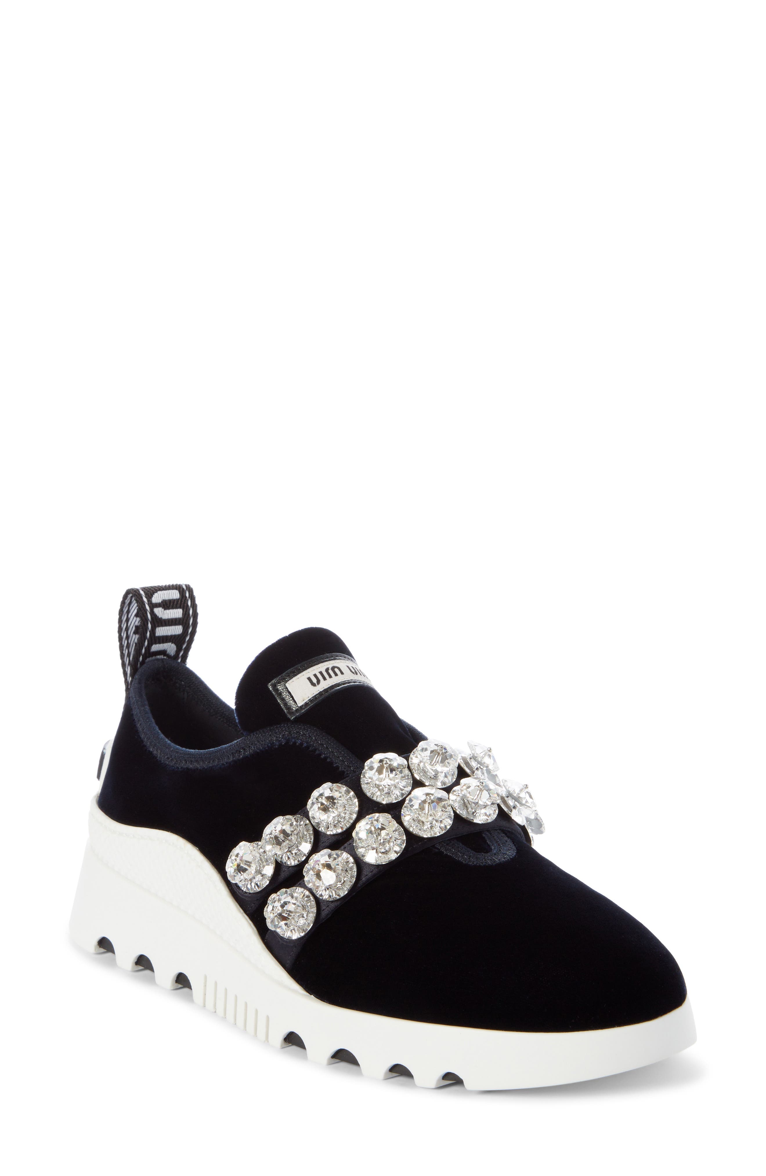 Miu Miu Jewel Strap Slip-On Sneaker, Main, color, 