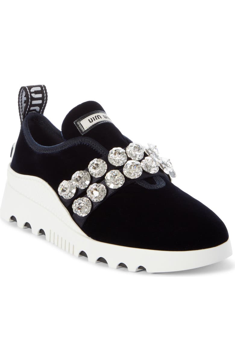 Miu Miu Jewel Strap Slip-On Sneaker, Main, color,