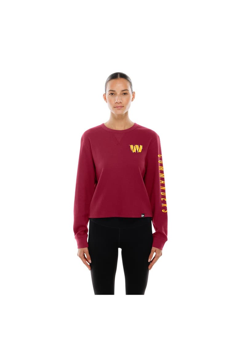 Women's New Era  Burgundy Washington Commanders Sport Night Thermal Long Sleeve Cropped T-Shirt, Alternate, color, Burgundy