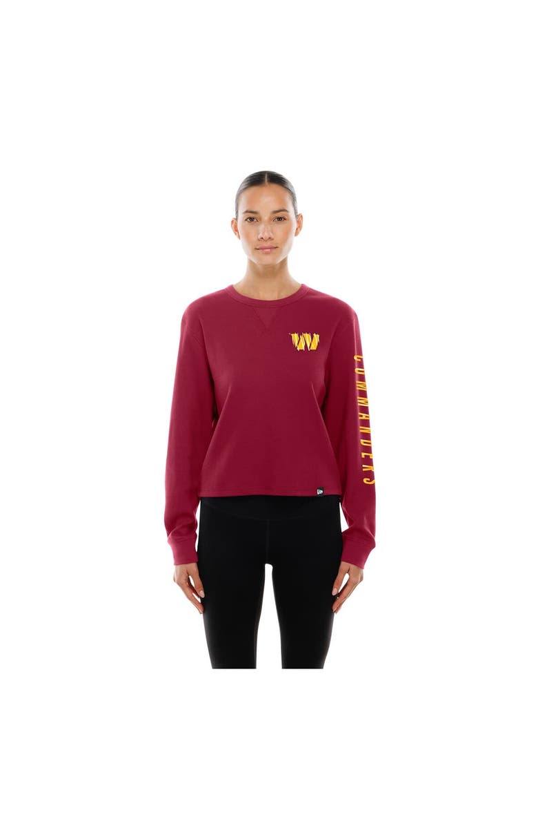 New Era Women's New Era Burgundy Washington Commanders Sport Night Thermal Long Sleeve Cropped T-Shirt, Alternate, color, Burgundy