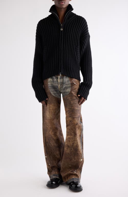Acne Studios Regular Fit Chaps Trompe L'oeil Jeans In Brown
