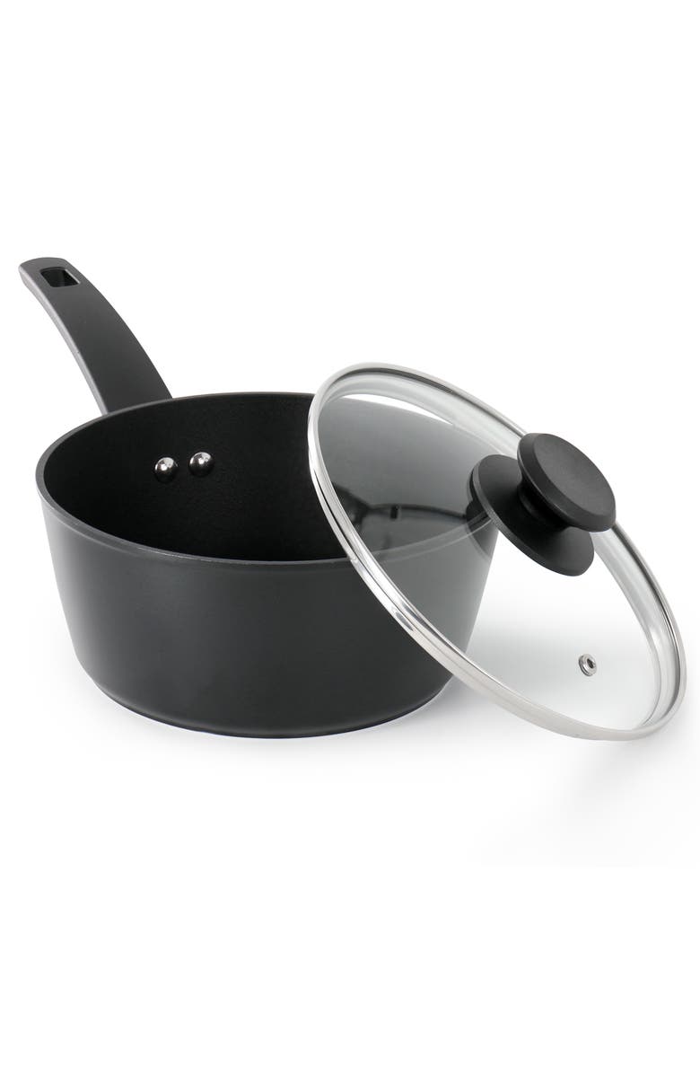 OSTER Connelly 2.5 Quart Textu Nonstick Aluminum Saucepan with Lid, Alternate, color, Black