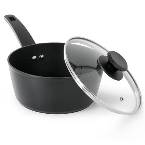 Oster Connelly 2.5 Quart Textured Nonstick Aluminum Saucepan With Lid In Black In Black