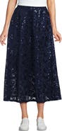 Lands' End Sequin Lace Mid Rise Midi Skirt