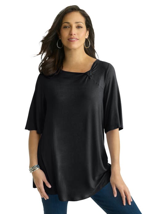 Asymmetrical Twist Neck Tunic (Plus)