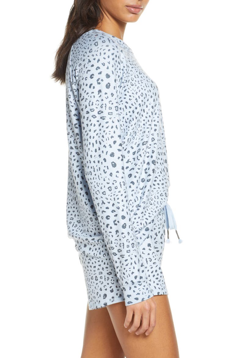 Peach Party Long Sleeve Sleep Shirt, Alternate, color, BLUE