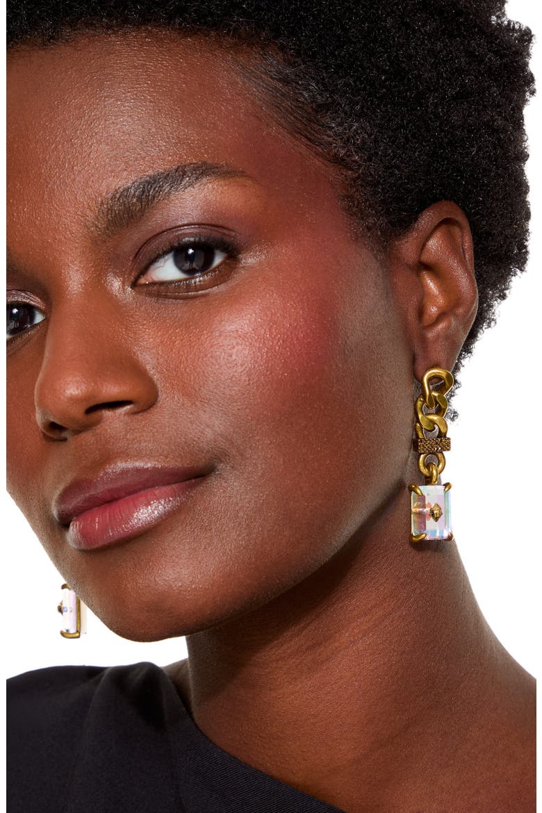 Linear Drop Chain Earrings, Alternate, color, CRYSTAL