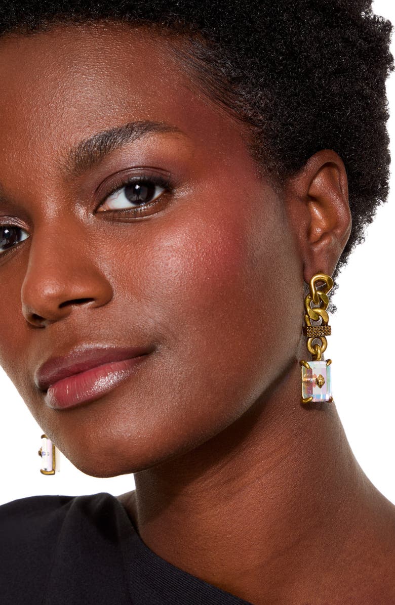 Kurt Geiger London Linear Drop Chain Earrings, Alternate, color, Crystal