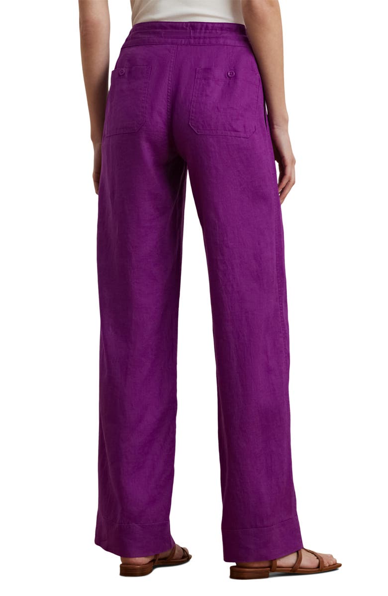 Lauren Ralph Lauren Wide Leg Linen Pants, Alternate, color, Purple Dawn