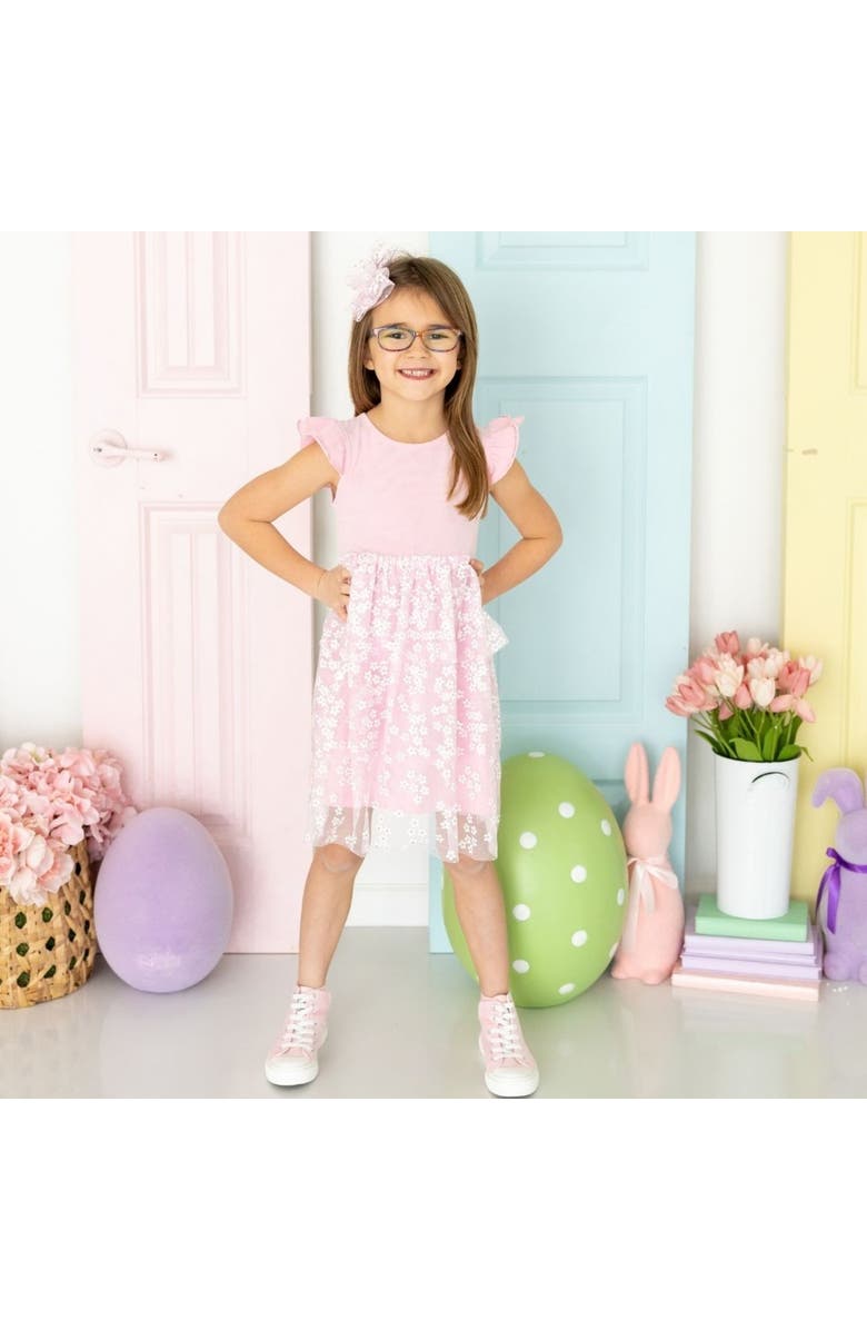 Sweet Wink Pink Ditsy Daisy Easter Tiered Short Sleeve Tutu Dress, Alternate, color,