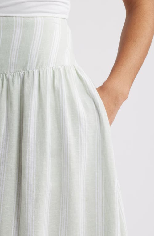 Caslonr Caslon(r) Linen Blend Skirt In Green- White Tay Stripe