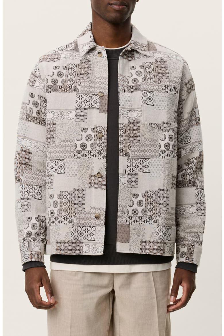 Layton Patch Jacquard Button-Up Shirt Jacket, Main, color, LIGHT SAND