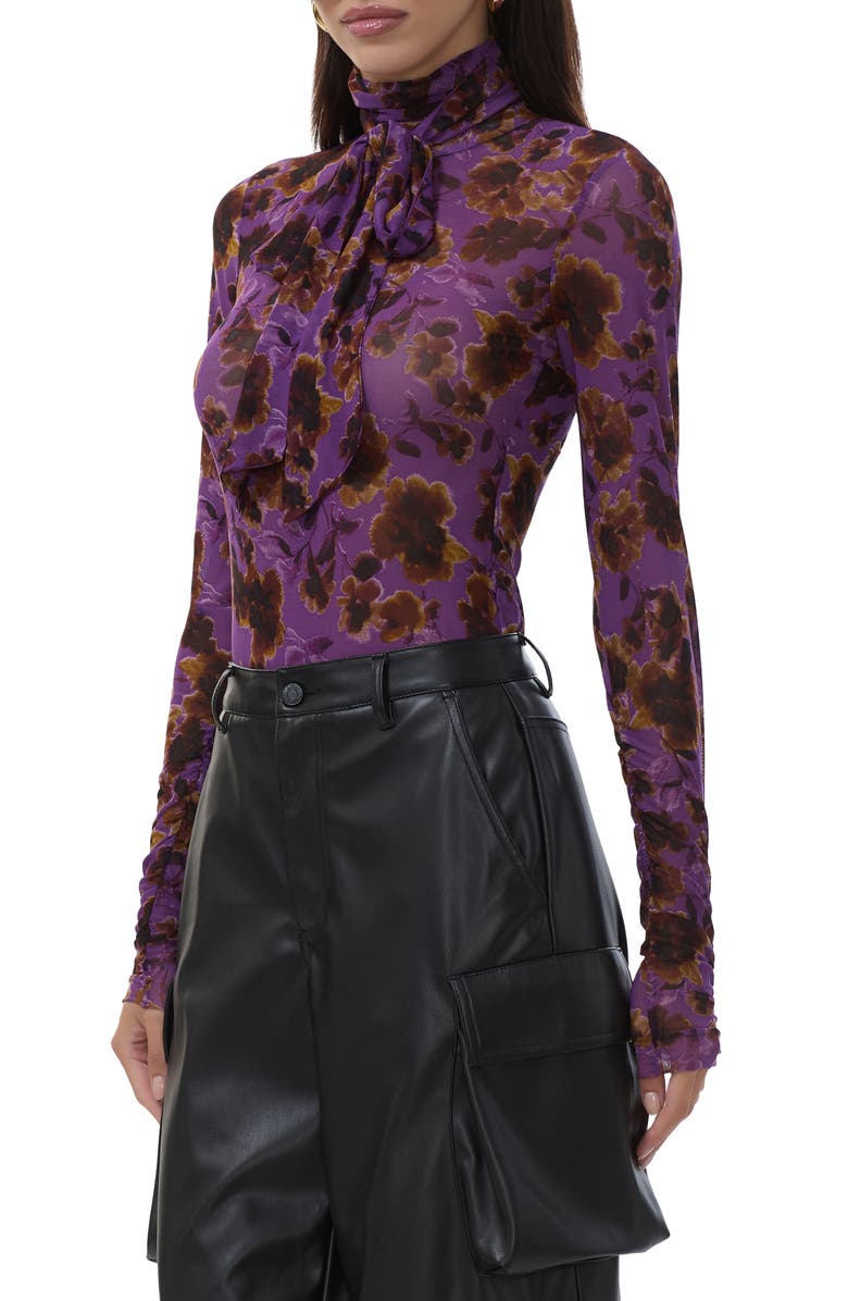 AFRM Julien Tie Neck Top, Alternate, color, Violet Haze Floral