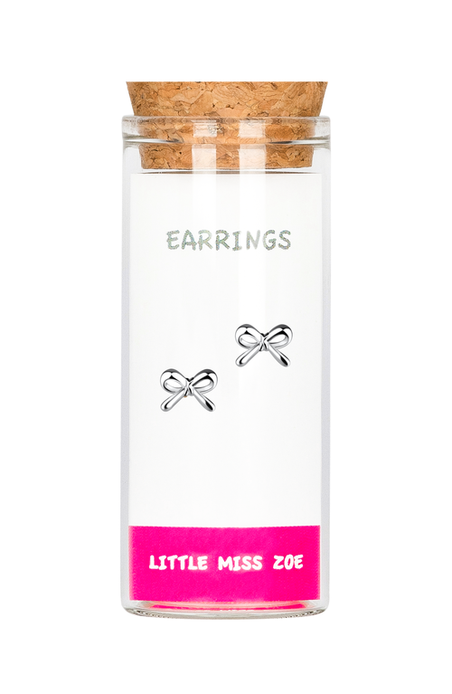Little Miss Zoe Bow Stud Earrings In Metallic