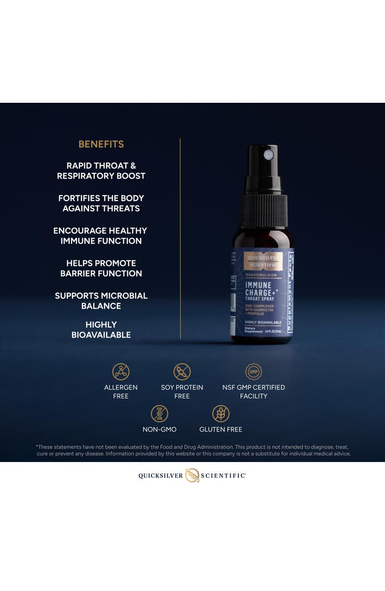 Quicksilver Scientific Immune Charge Liposomal Zinc and Quercetin Throat Spray, Alternate, color, 