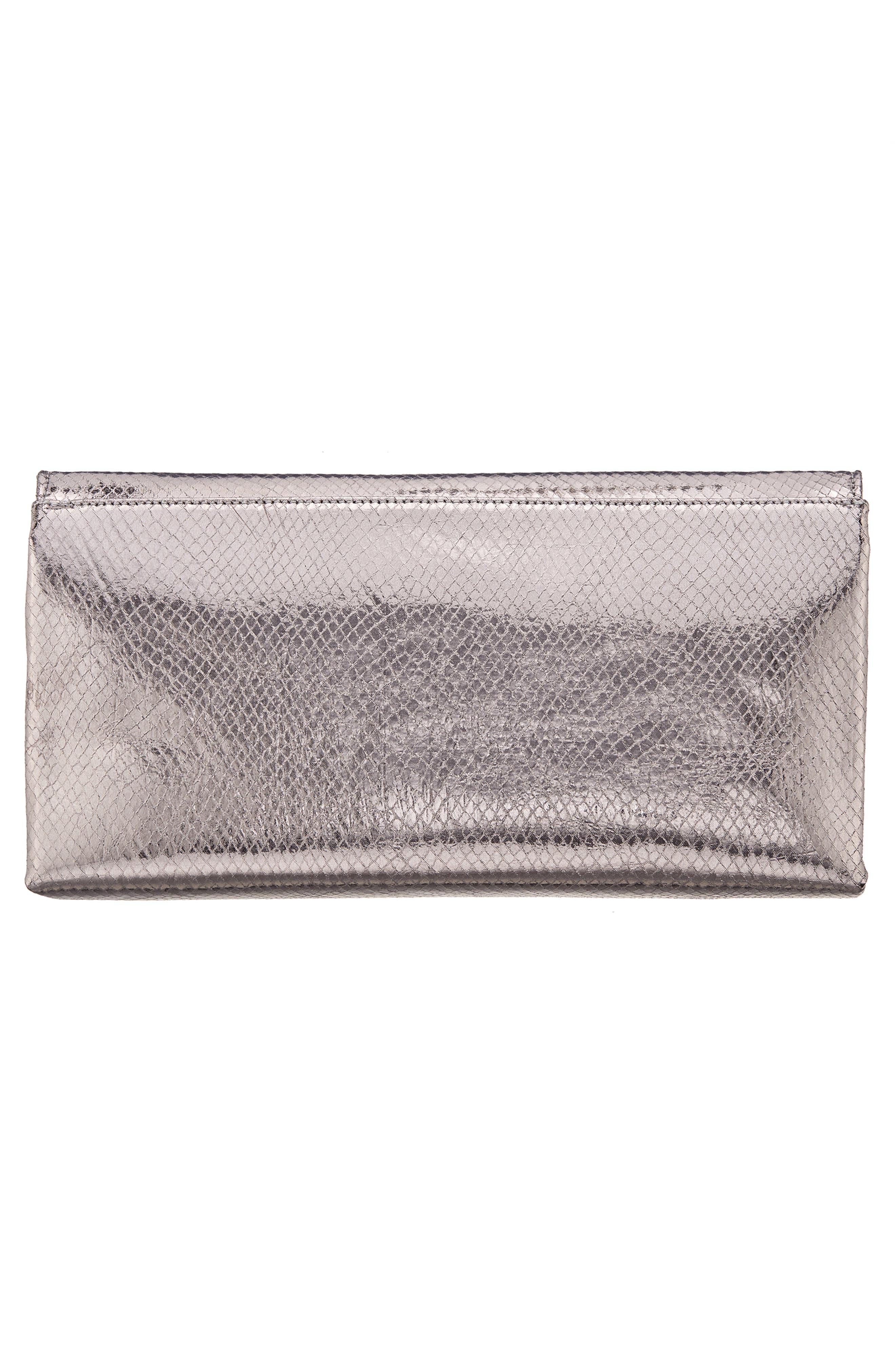 Nina Metallic Snake Embossed Flap Bag, Alternate, color, Silver