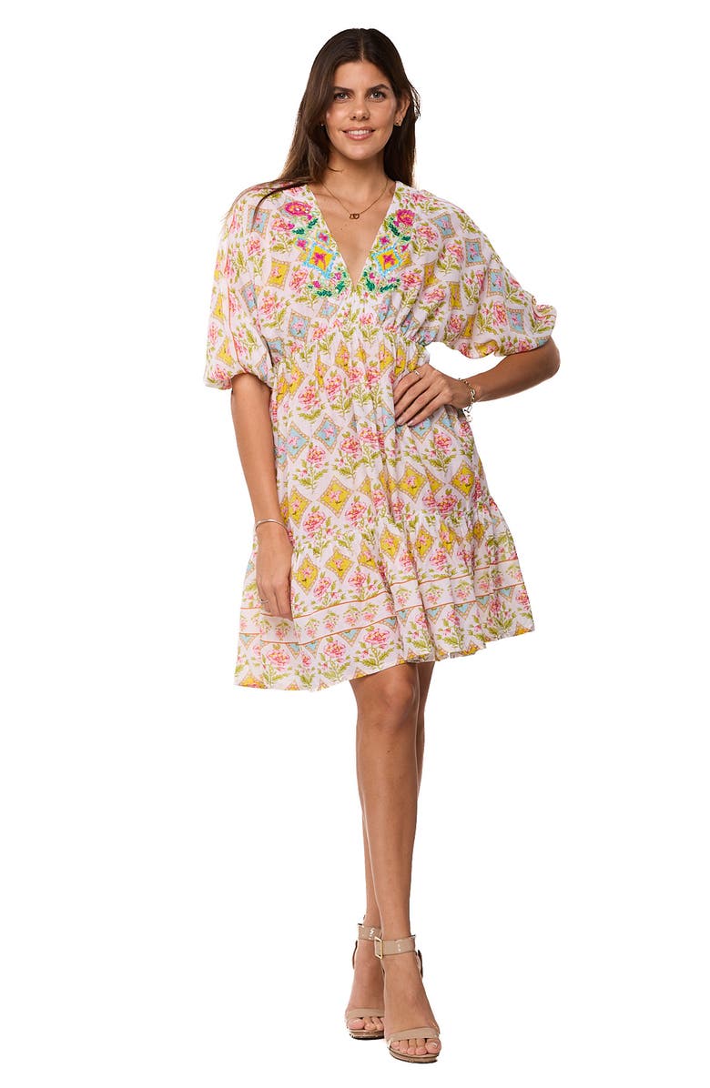 RANEES Floral Tile Fit & Flare Dress, Alternate, color, Pastel Yellow