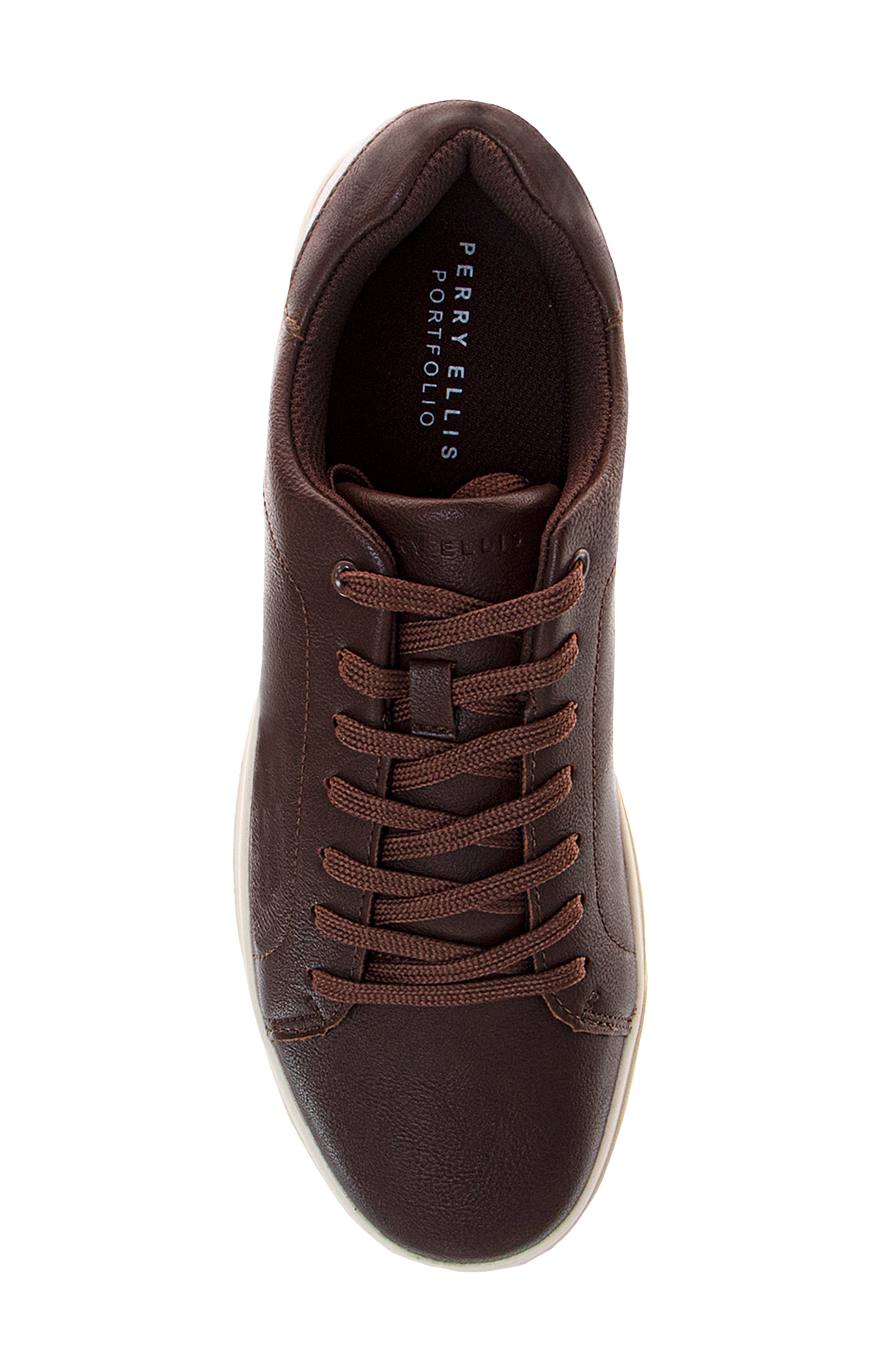 Portfolio Faux Leather Sneaker, Alternate, color, BROWN