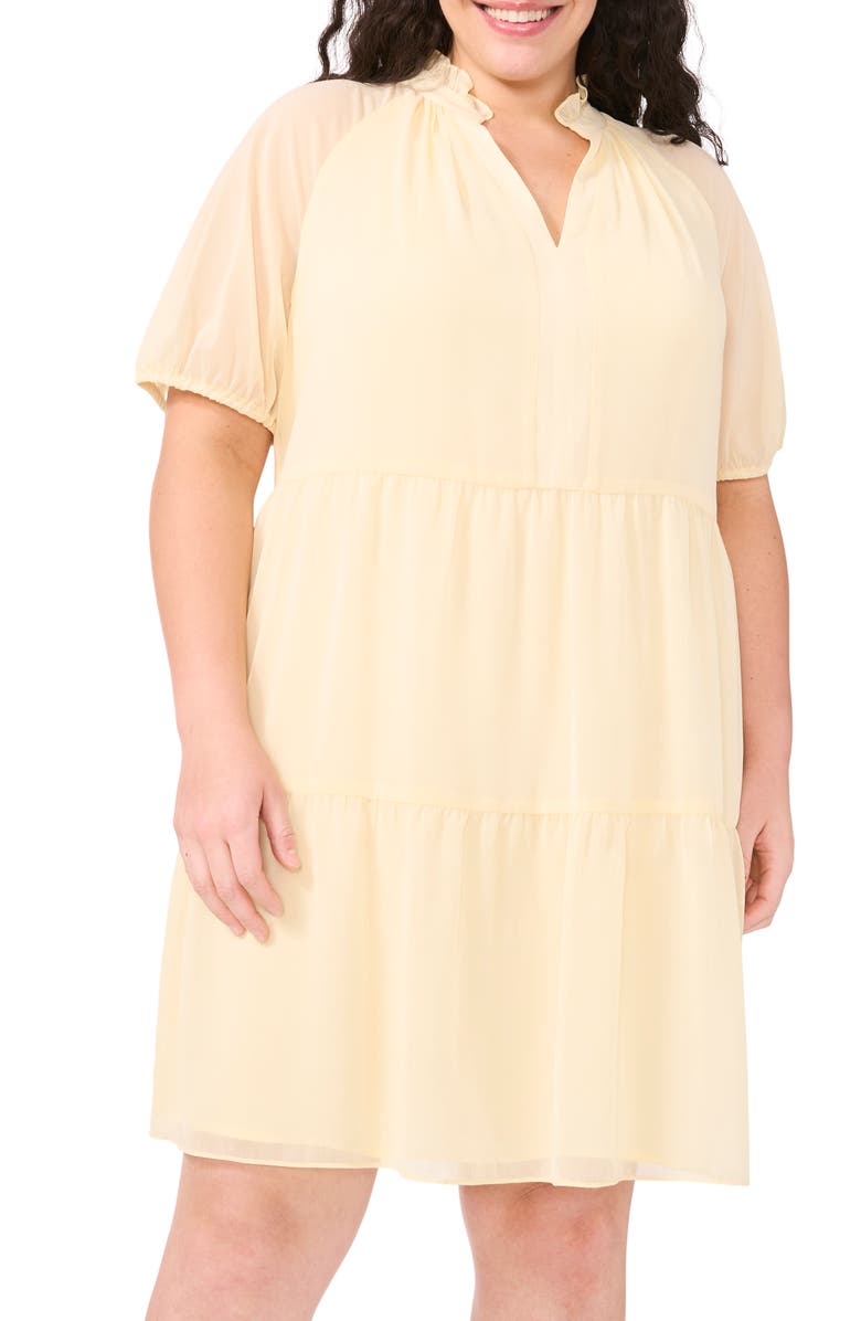 CeCe Tiered Ruffle Neck Babydoll Dress, Alternate, color, 