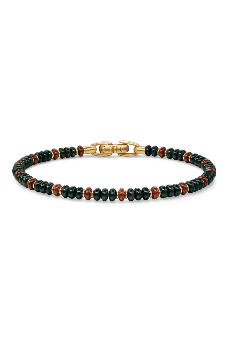 Men's Spiritual Beads Bracelet in 18K Yellow Gold with Bloodstone and Red Jasper, Main, color, 18K GOLD