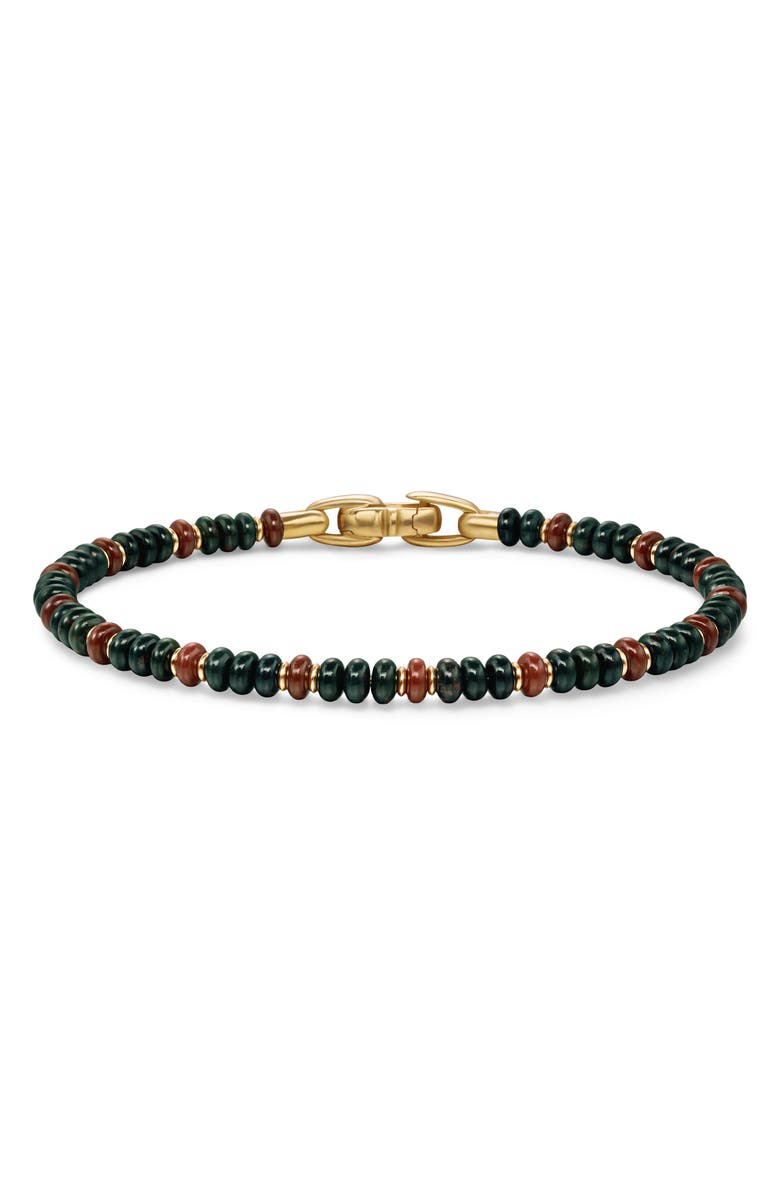 David Yurman Men's Spiritual Beads Bracelet in 18K Yellow Gold with Bloodstone and Red Jasper, Main, color, 18K Gold