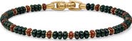David Yurman Men's Spiritual Beads Bracelet in 18K Yellow Gold with Bloodstone and Red Jasper