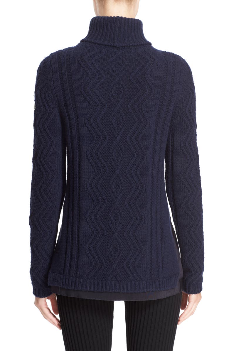 Moncler Braid Knit Wool & Cashmere Turtleneck Sweater, Alternate, color, 