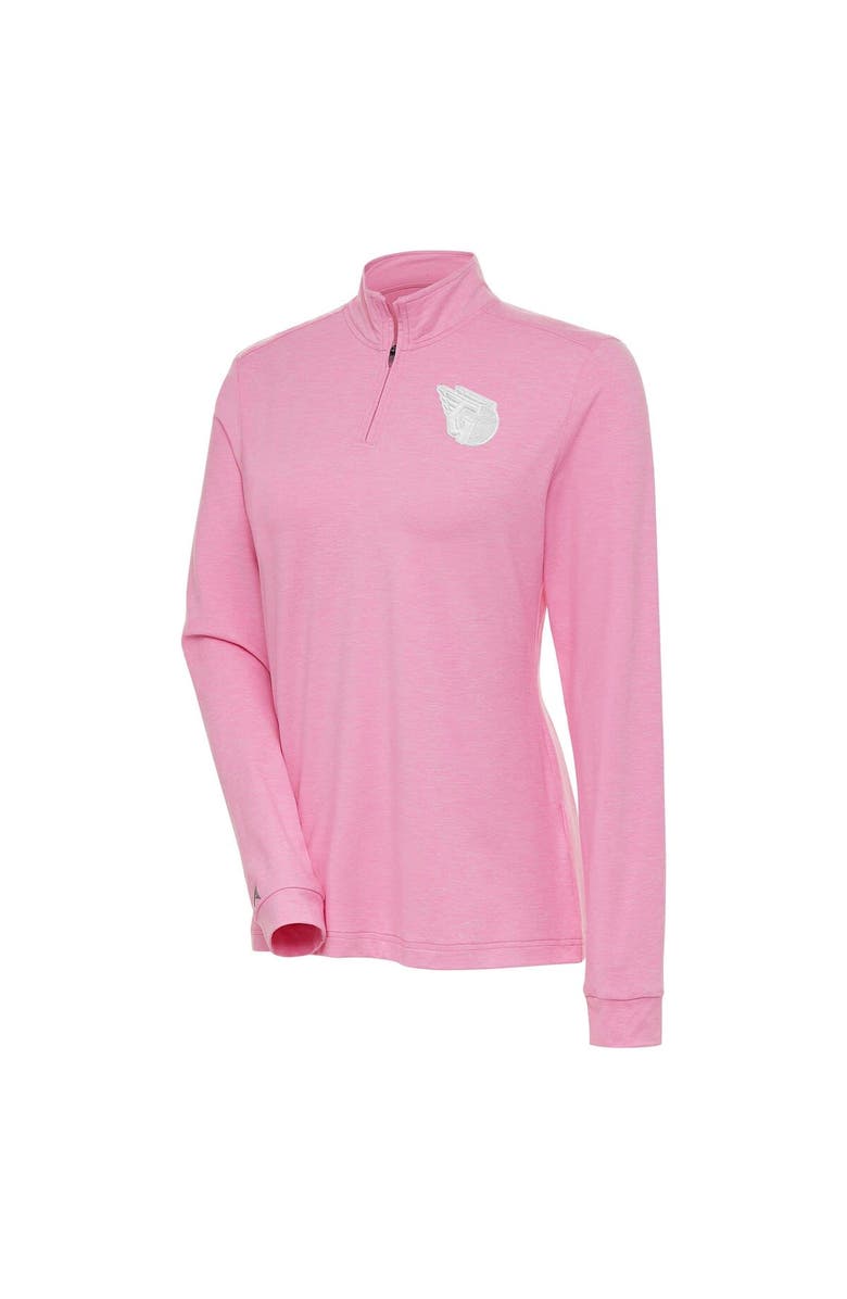 ANTIGUA Women's Antigua Pink Cleveland Guardians Mentor Quarter-Zip Pullover Top, Alternate, color,