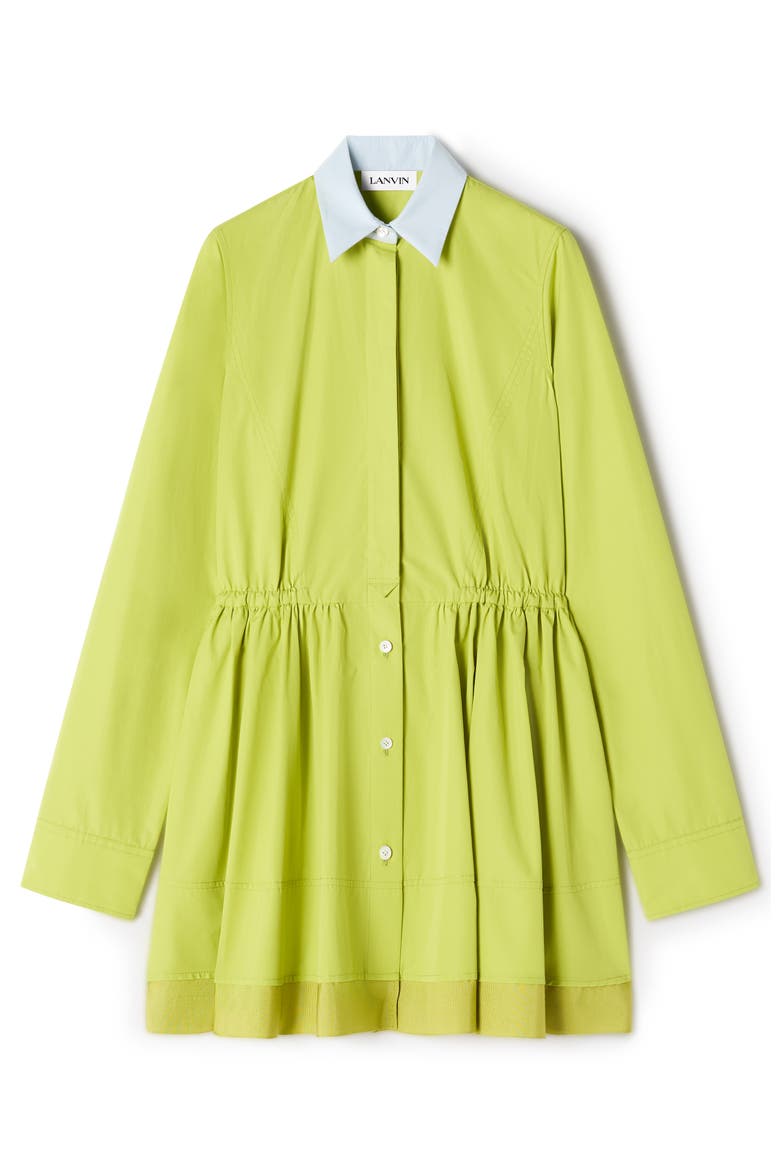Green Short Shirt Dress In Cotton Poplin, Alternate, color, Absinth Green