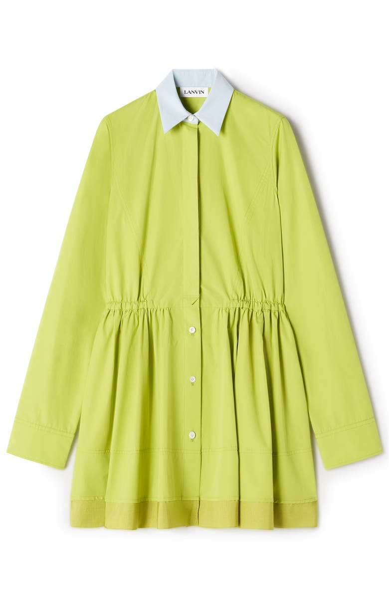 Lanvin Green Short Shirt Dress In Cotton Poplin, Alternate, color, Absinth Green