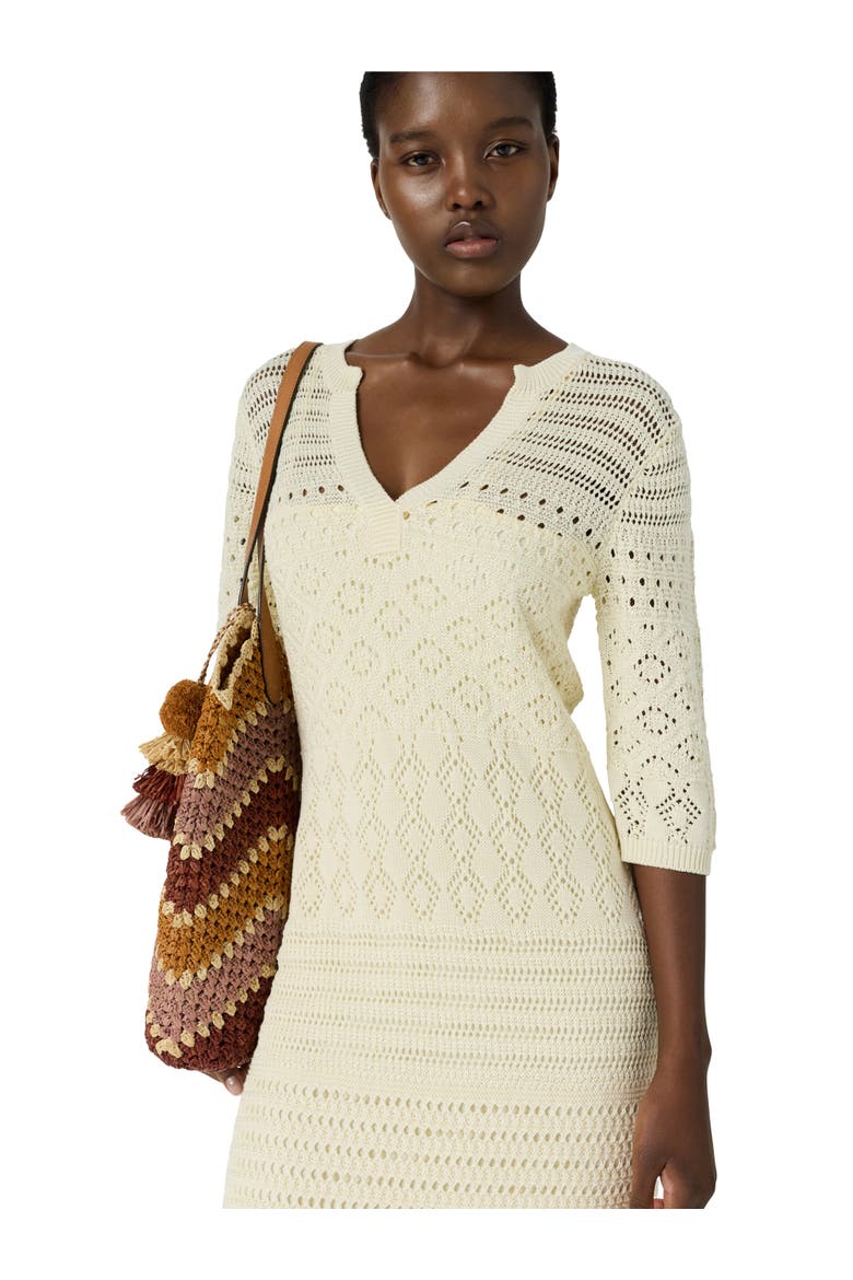 Riana Crochet Maxi Dress, Alternate, color, Ecru
