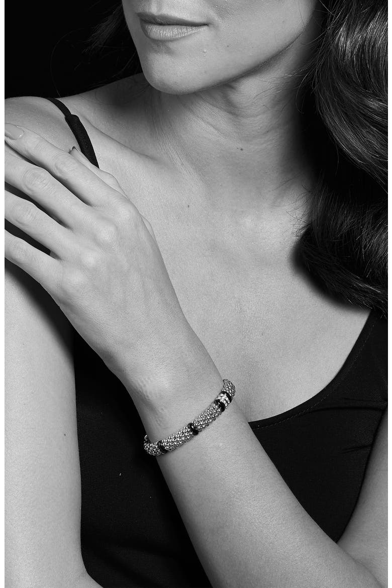 Black Caviar Diamond 2-Link Bracelet, Alternate, color, SILVER/ BLACK CERAMIC/ DIAMOND