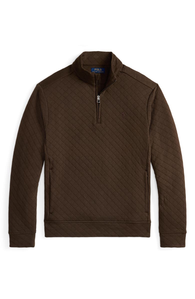 Polo Ralph Lauren Microquilted Double Knit Quarter Zip Pullover, Alternate, color, Nutmeg Brown