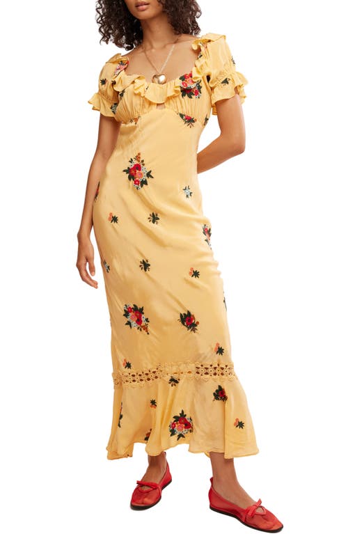 Free People Bali Santa Cruz Ruffle Dress In Golden Sands Combo