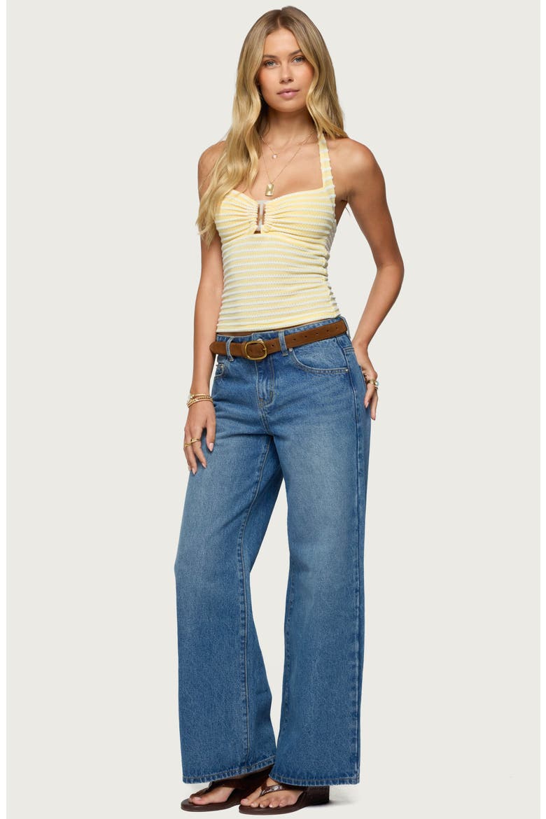 Lovina Textured Stripe Halter Top, Alternate, color, YELLOW