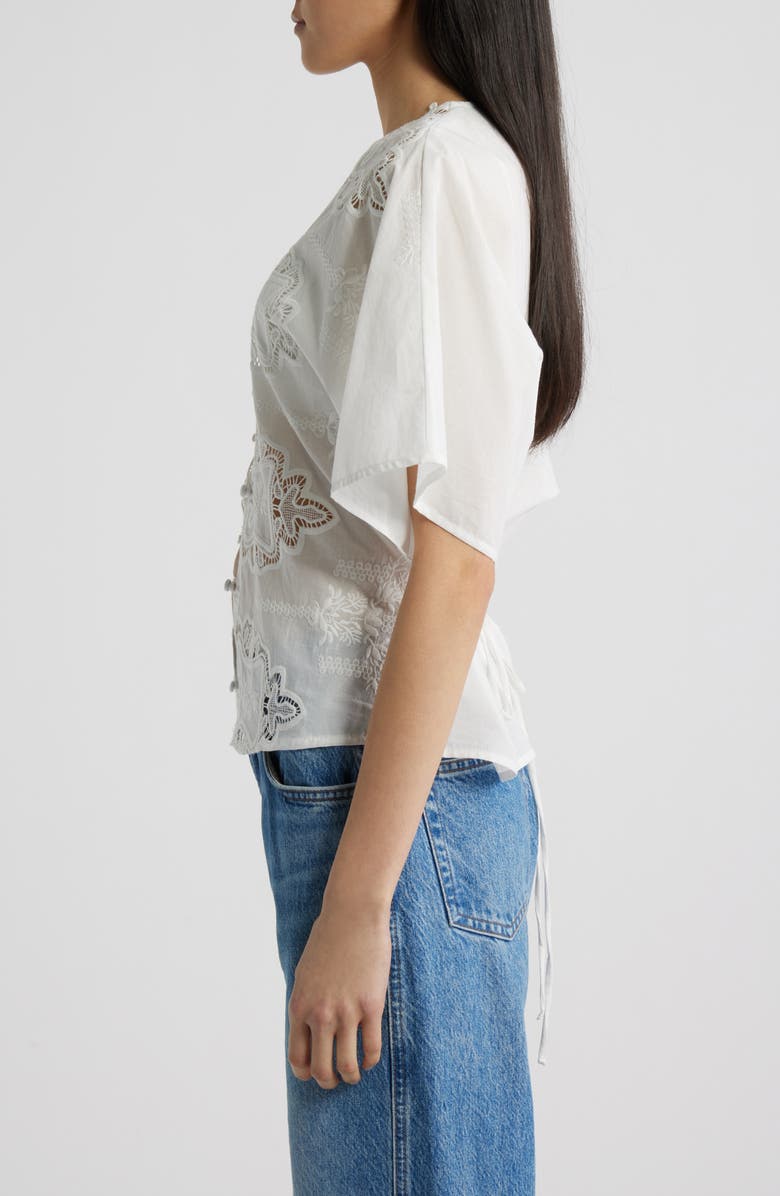 CISSA Eyelet Lace Button-Up Shirt, Alternate, color, White Vintage Lace