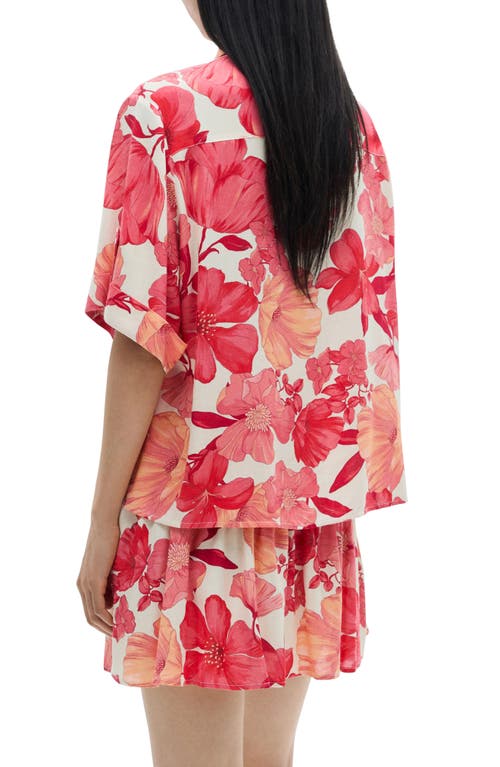 Mango Floral Button-up Shirt In Red