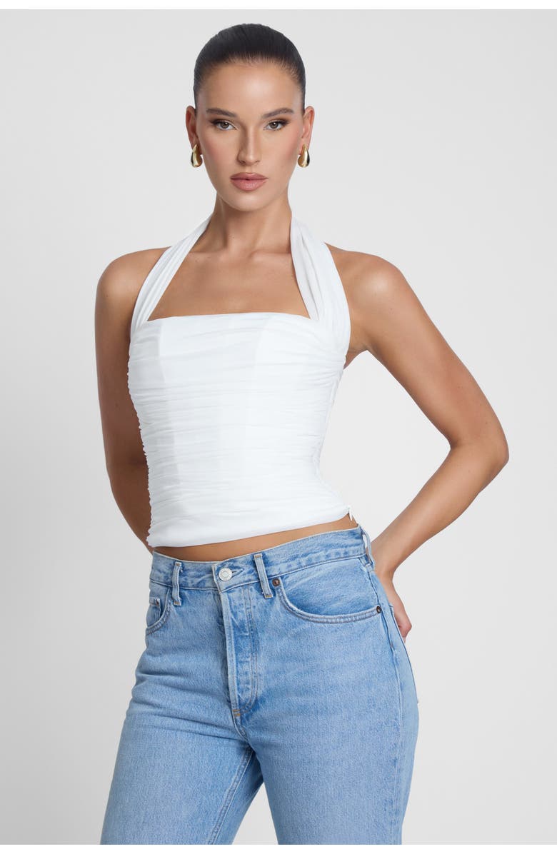 LEAU Taormina Halter Corset Top, Alternate, color, White